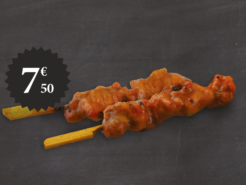 Brochettes de poulet sauce teriyaki  jambon Cazapan